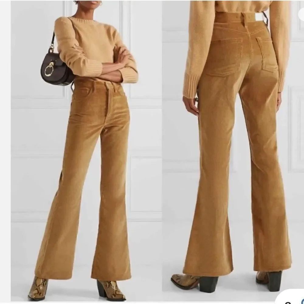 RE/DONE 70'S ULTRA HIGH RISE BELL BOTTOMS Corduroy Pants Camel size 25